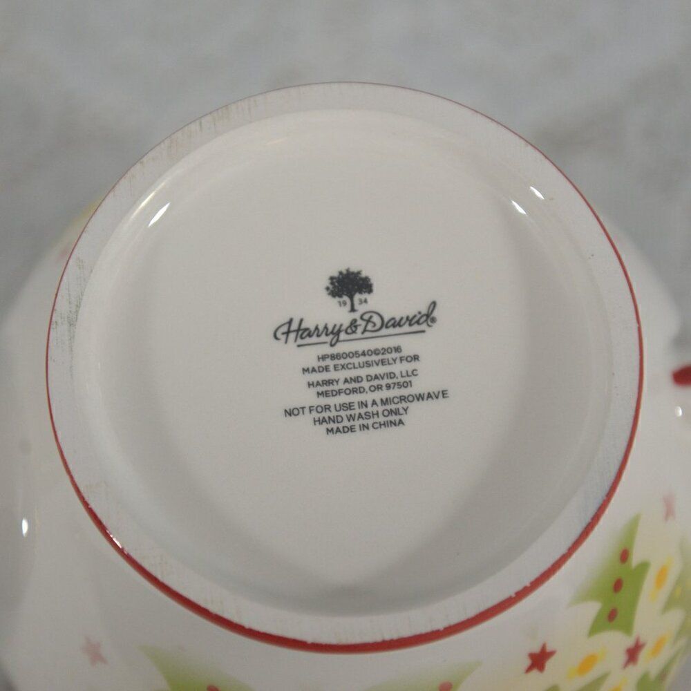 Harry & David Vintage Teapot Christmas Trees Holiday Decoration Red Trim - Picture 5 of 5